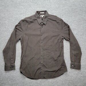 Express 1MX Shirt Mens Large 17-17.5 Striped Button Up Long Sleeve Fitted Preppy